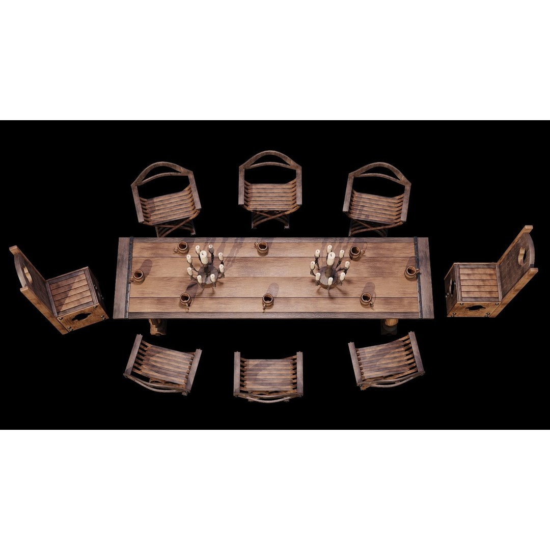 Wood Furniture 3D Model – PBR Low Poly Game Asset, FBX, OBJ - View 10