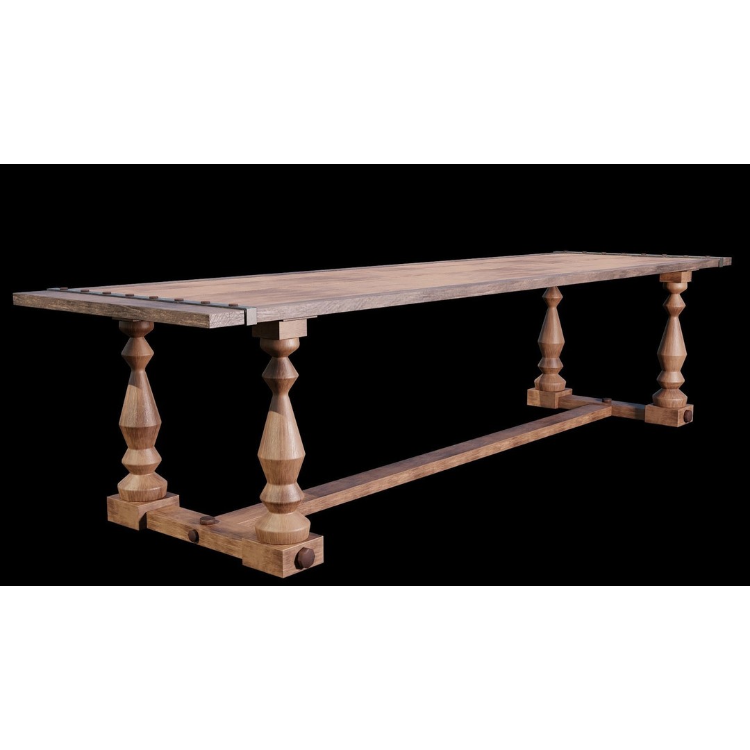 Wood Furniture 3D Model – PBR Low Poly Game Asset, FBX, OBJ - View 12