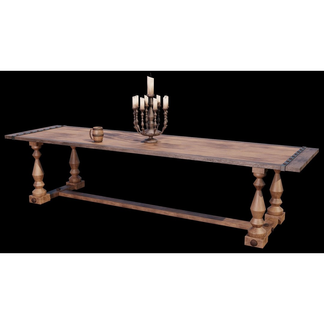 Wood Furniture 3D Model – PBR Low Poly Game Asset, FBX, OBJ - View 13