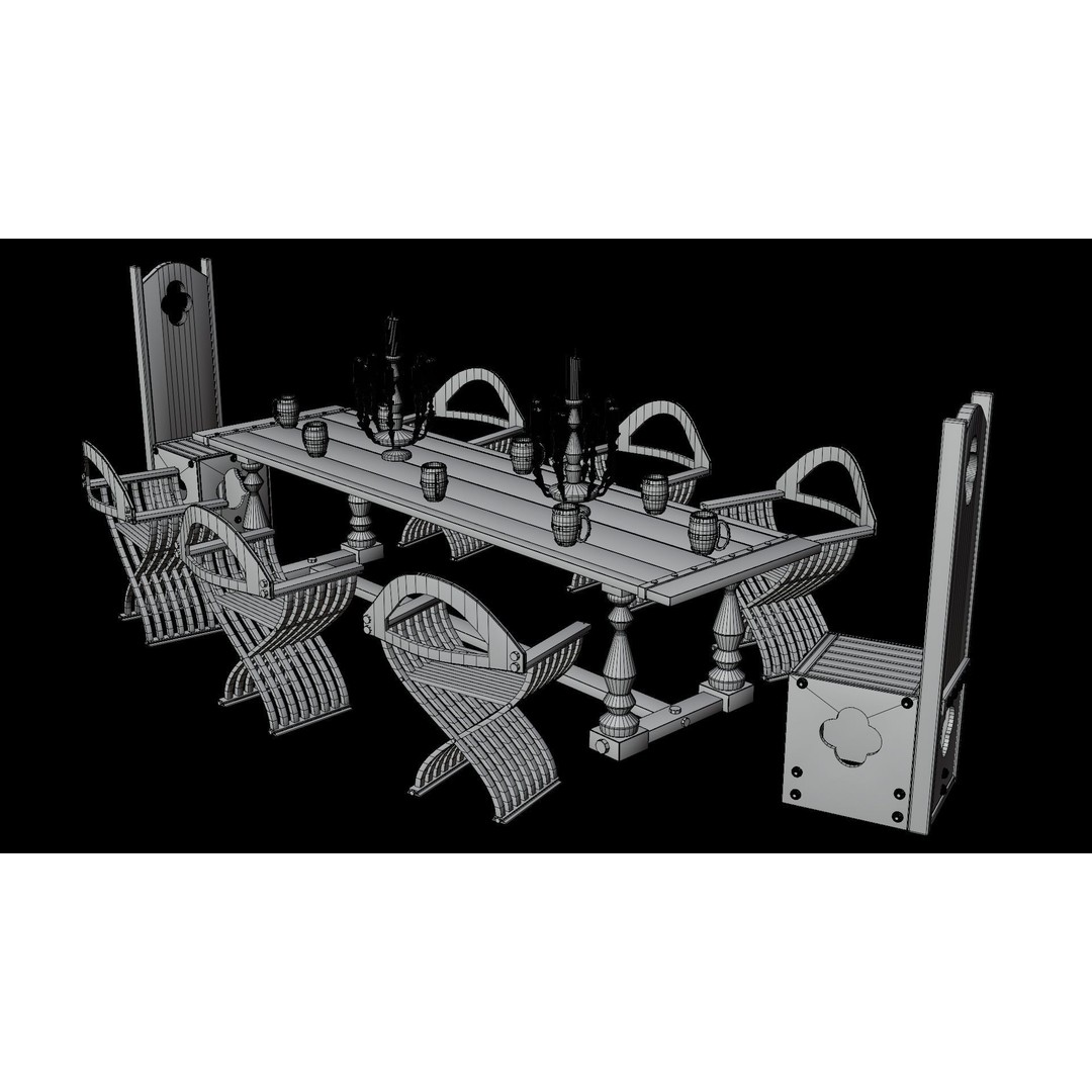 Wood Furniture 3D Model – PBR Low Poly Game Asset, FBX, OBJ - View 18