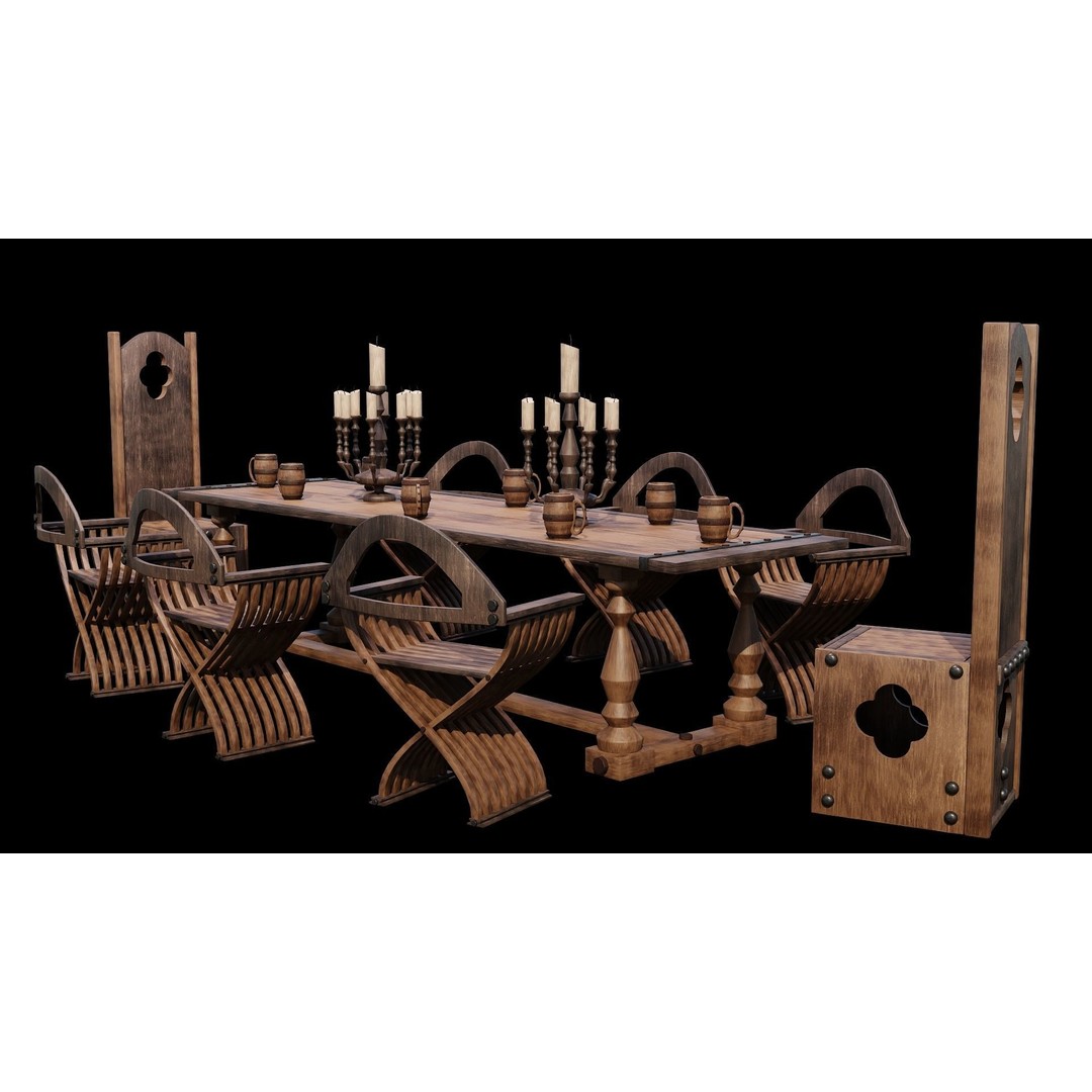 Wood Furniture 3D Model – PBR Low Poly Game Asset, FBX, OBJ - View 5