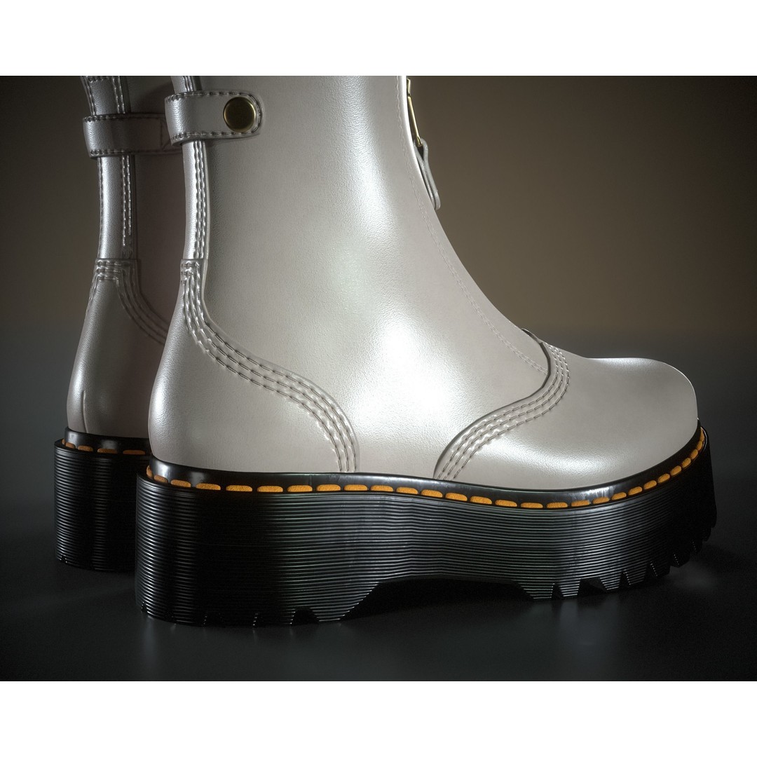 Dr. Martens Jetta 3D Model – Low Poly Game Ready Boots, FBX, OBJ