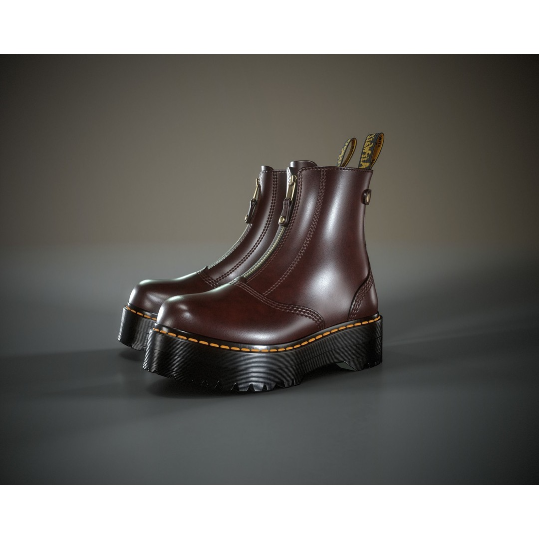 Dr. Martens Jetta 3D Model – Low Poly Game Ready Boots, FBX, OBJ - View 10