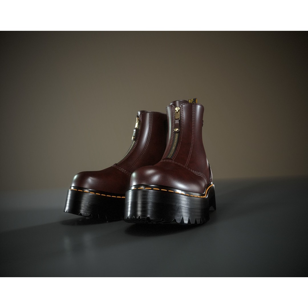 Dr. Martens Jetta 3D Model – Low Poly Game Ready Boots, FBX, OBJ - View 11