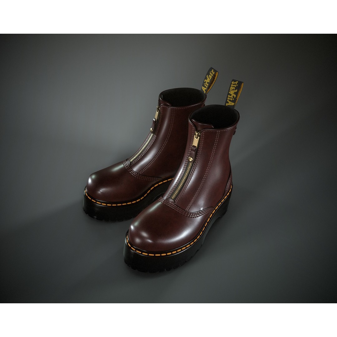 Dr. Martens Jetta 3D Model – Low Poly Game Ready Boots, FBX, OBJ - View 12