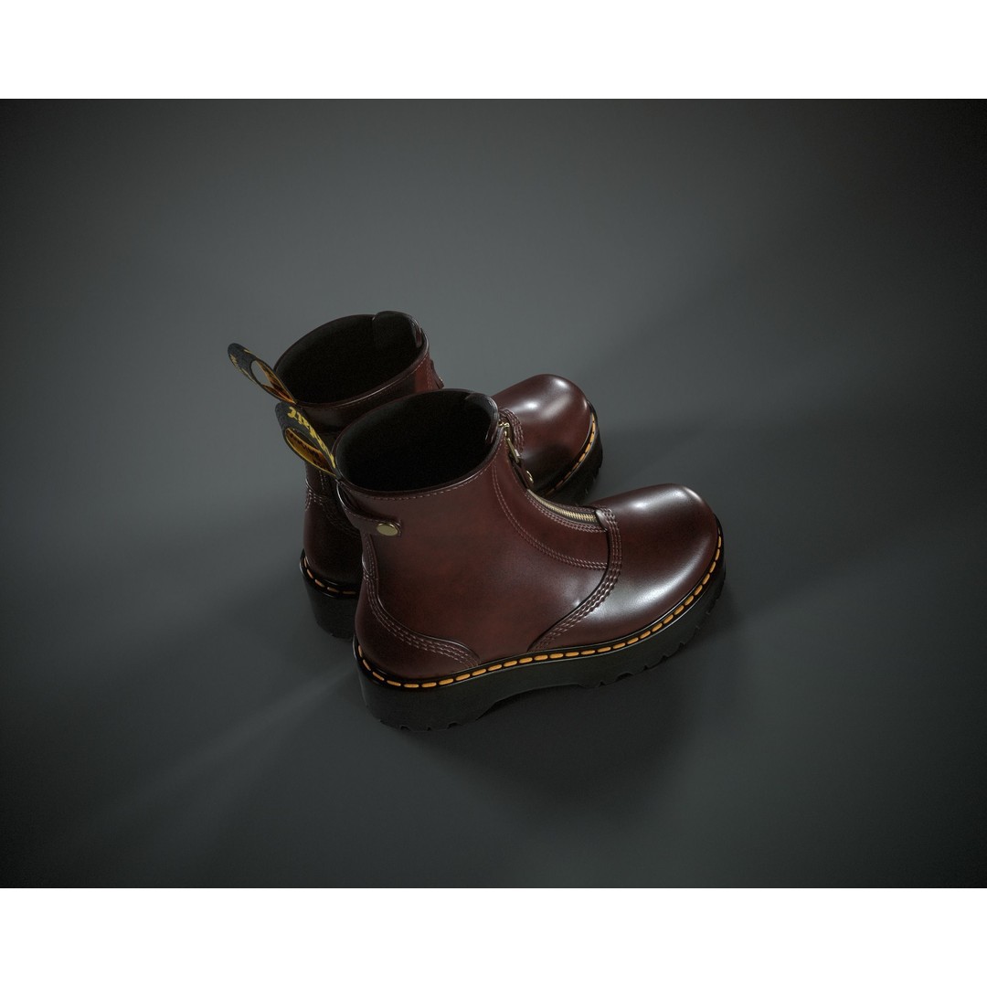 Dr. Martens Jetta 3D Model – Low Poly Game Ready Boots, FBX, OBJ - View 14