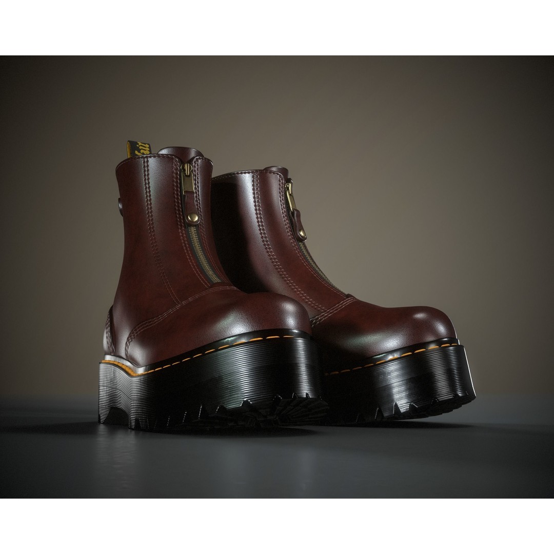 Dr. Martens Jetta 3D Model – Low Poly Game Ready Boots, FBX, OBJ - View 16