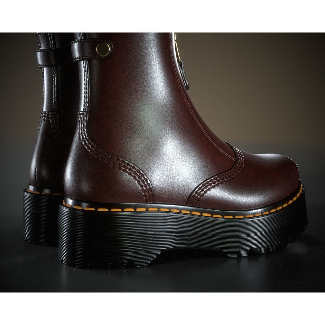 Dr. Martens Jetta 3D Model – Low Poly Game Ready Boots, FBX, OBJ - View 17