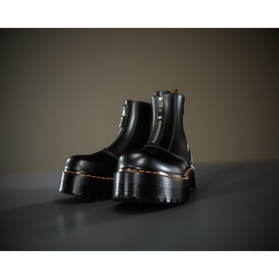 Dr. Martens Jetta 3D Model – Low Poly Game Ready Boots, FBX, OBJ - View 3
