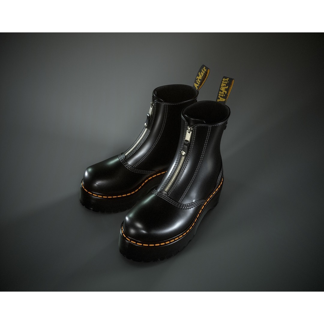 Dr. Martens Jetta 3D Model – Low Poly Game Ready Boots, FBX, OBJ - View 4
