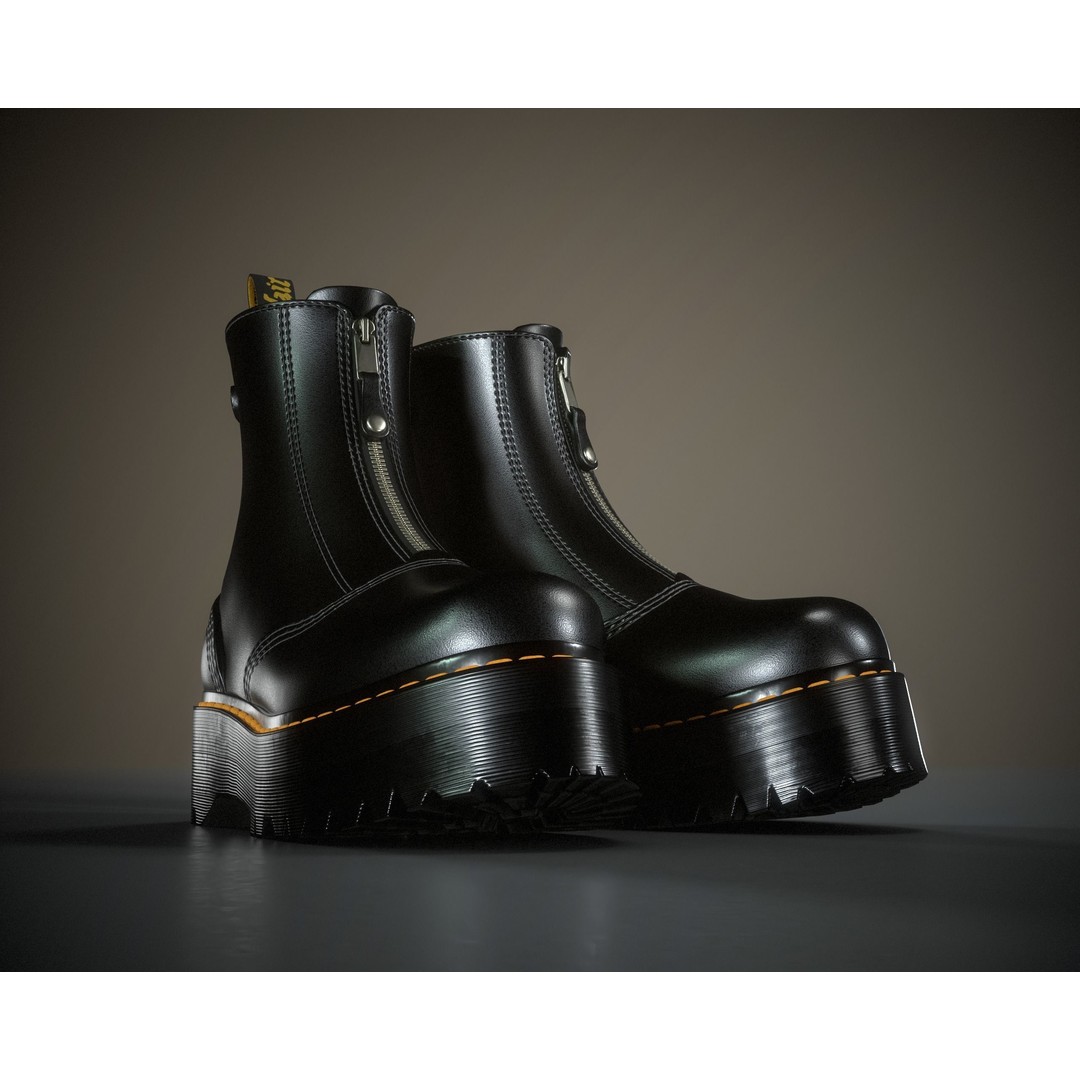 Dr. Martens Jetta 3D Model – Low Poly Game Ready Boots, FBX, OBJ - View 8