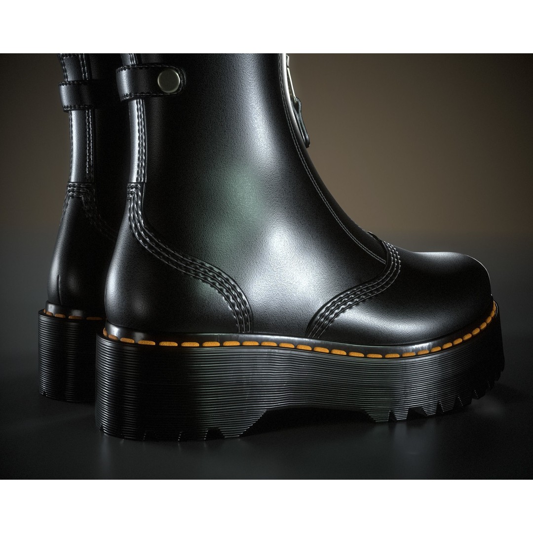 Dr. Martens Jetta 3D Model – Low Poly Game Ready Boots, FBX, OBJ - View 9