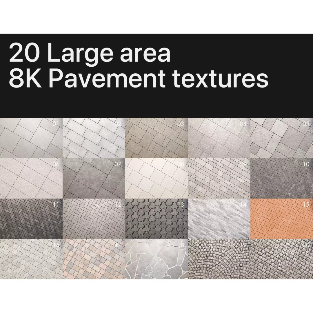 Large Area Paving Textures 3D Model – 8K Modern Pavement, PBR - View 2