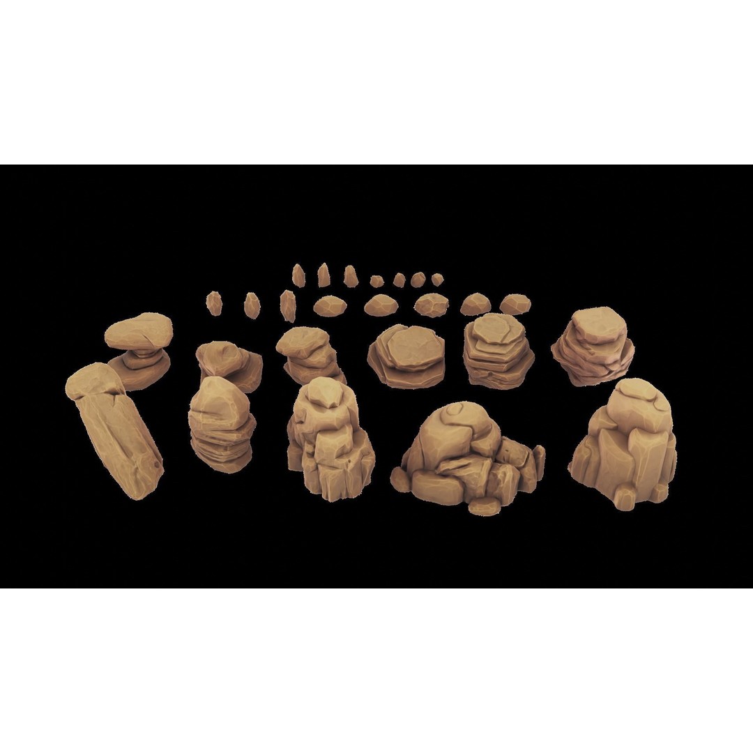 Desert Rock 3D Model – Stylized Low Poly Environment Asset, FBX