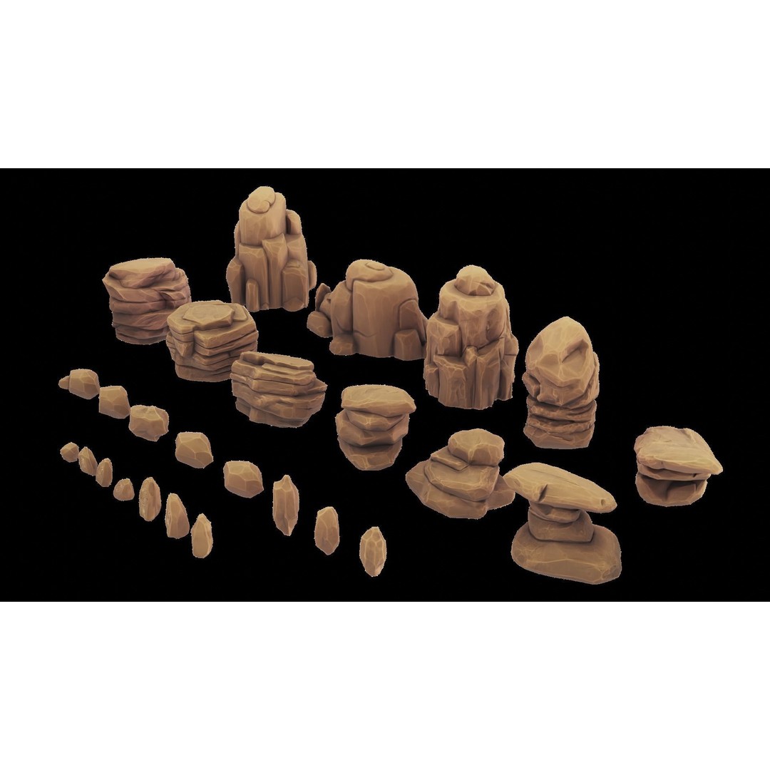 Desert Rock 3D Model – Stylized Low Poly Environment Asset, FBX - View 28