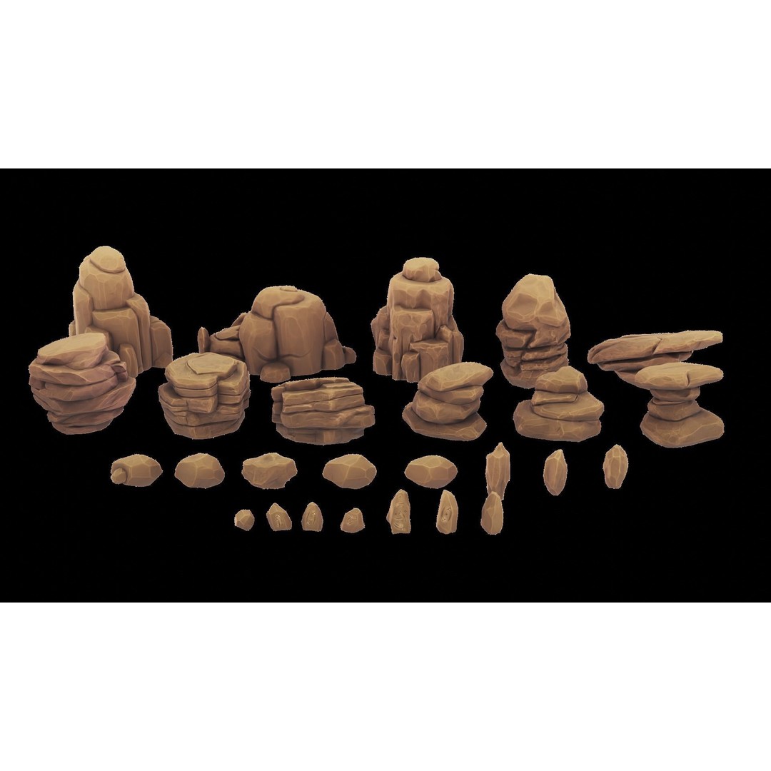 Desert Rock 3D Model – Stylized Low Poly Environment Asset, FBX - View 29