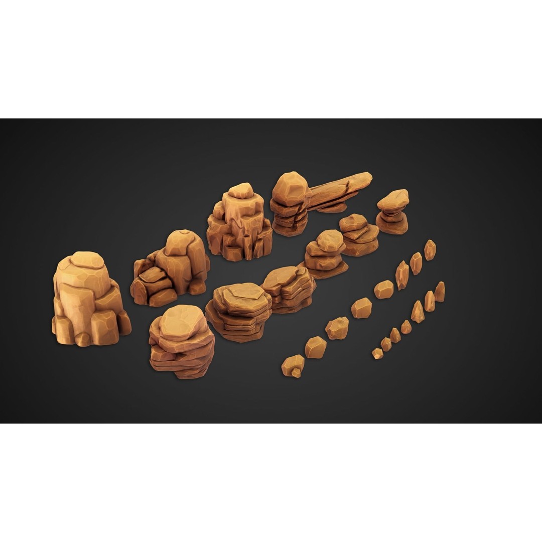 Desert Rock 3D Model – Stylized Low Poly Environment Asset, FBX - View 3