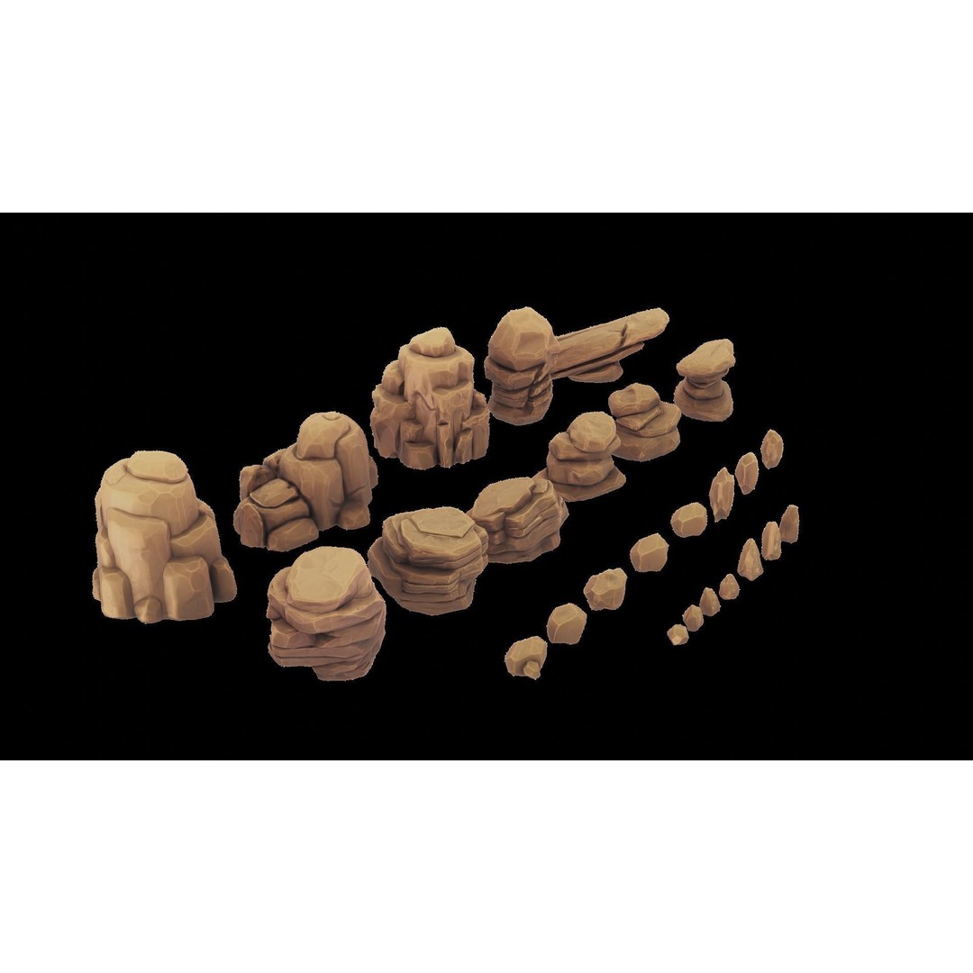Desert Rock 3D Model – Stylized Low Poly Environment Asset, FBX - View 30