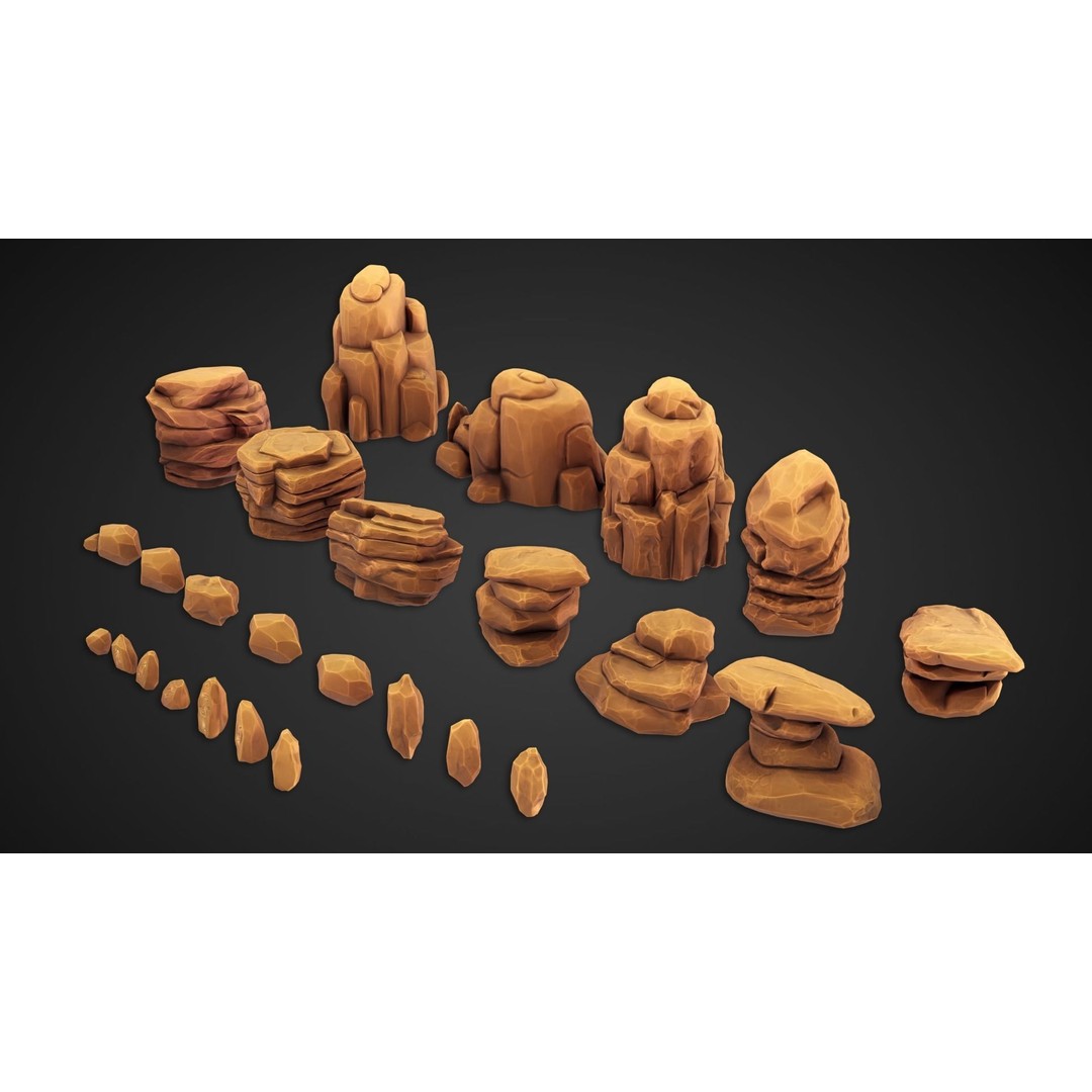 Desert Rock 3D Model – Stylized Low Poly Environment Asset, FBX - View 4
