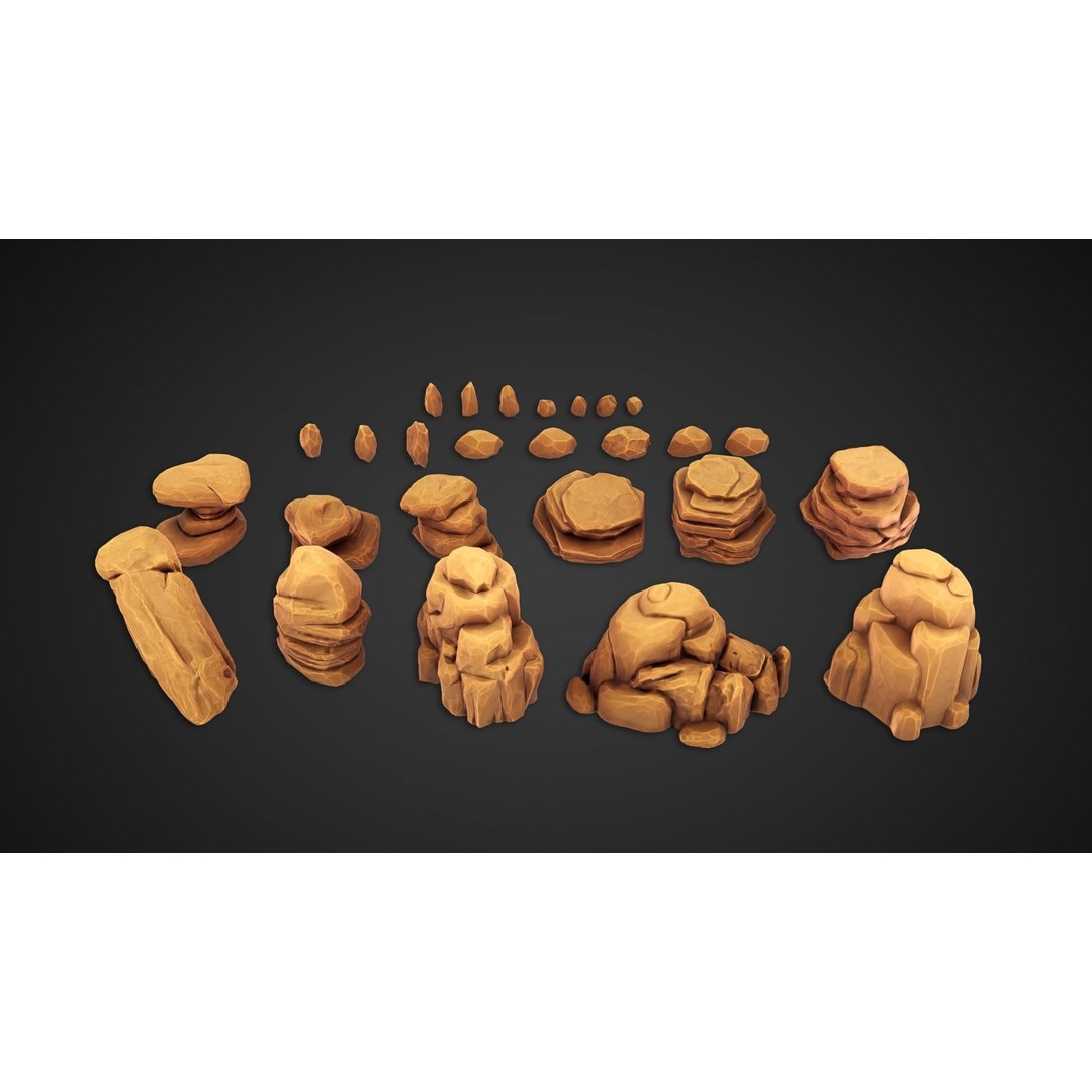 Desert Rock 3D Model – Stylized Low Poly Environment Asset, FBX - View 5