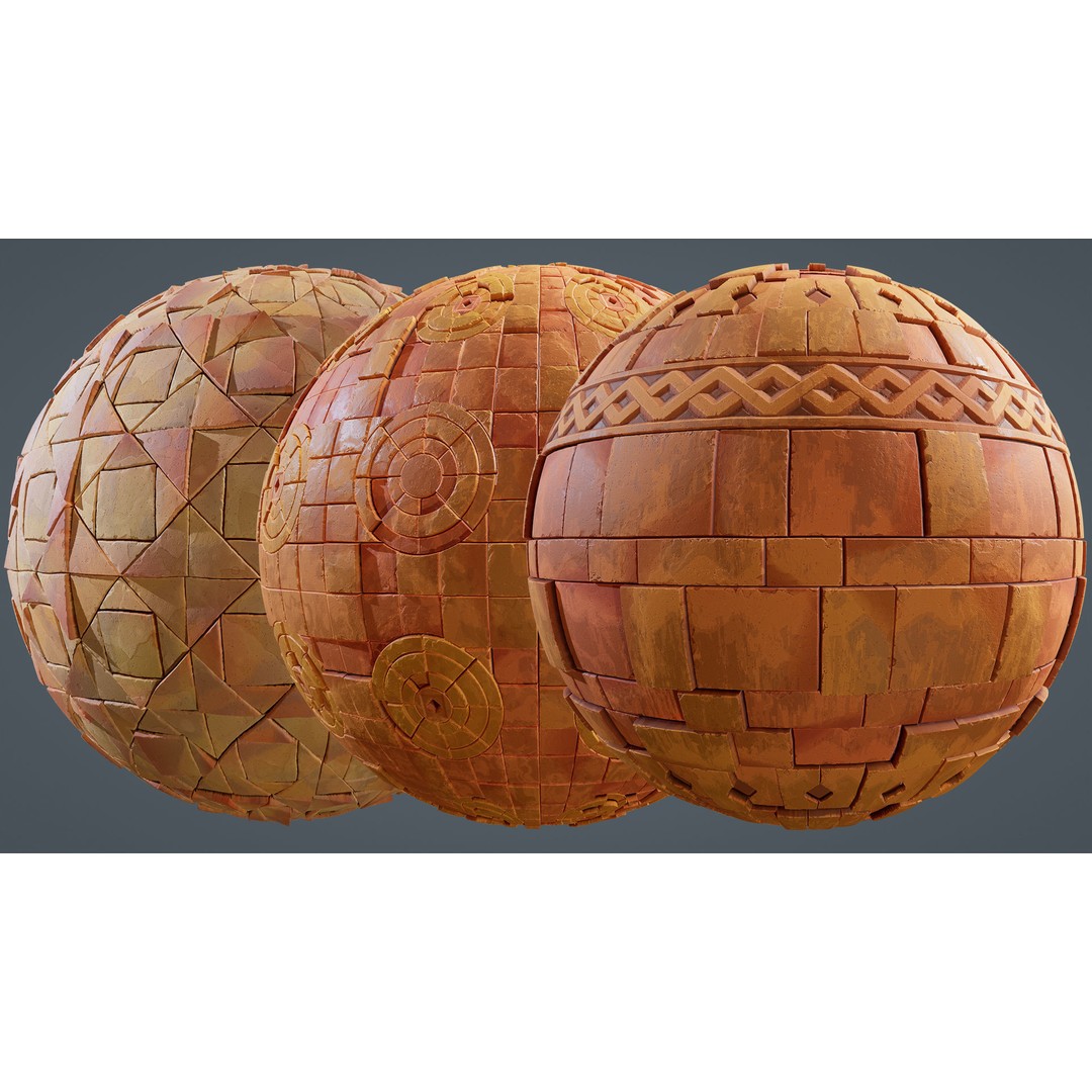 Stylized Town Textures 3D Model – PBR Materials, 2048x2048 PNG