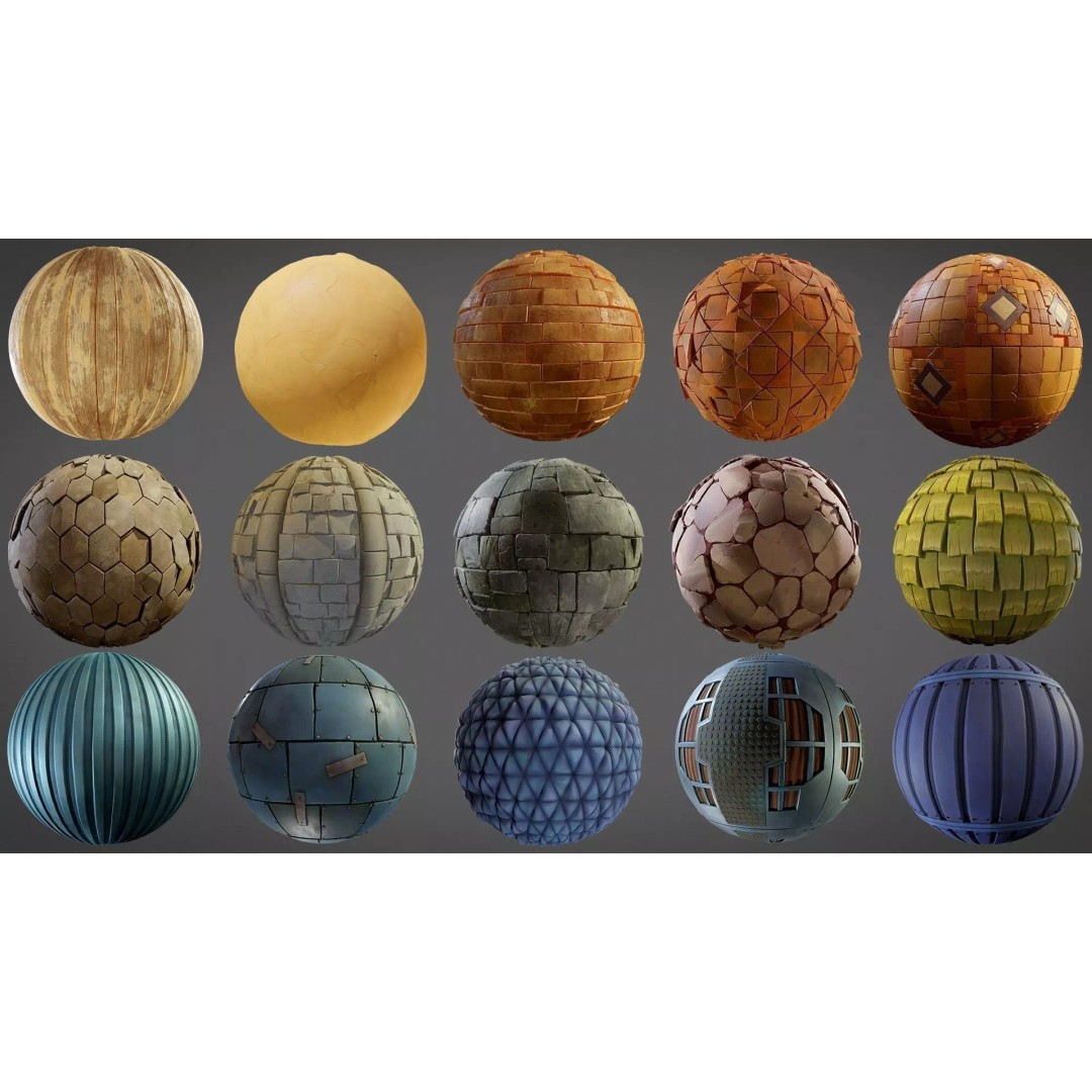 Stylized Town Textures 3D Model – PBR Materials, 2048x2048 PNG - View 2