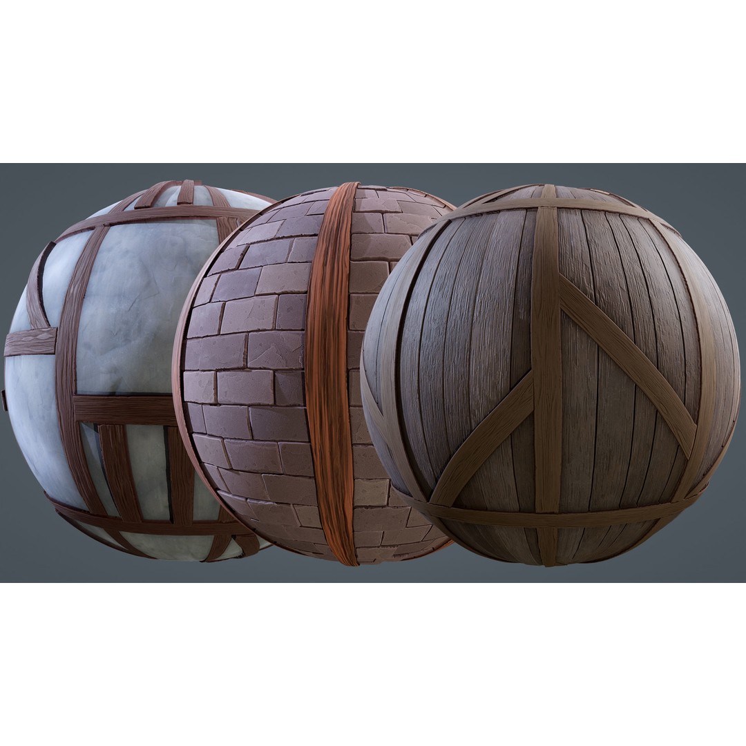 Stylized Town Textures 3D Model – PBR Materials, 2048x2048 PNG - View 24