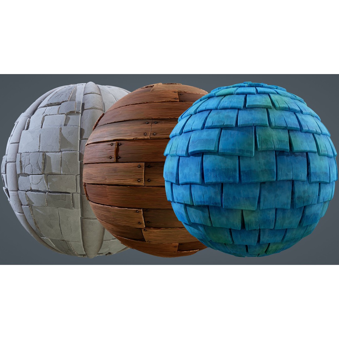 Stylized Town Textures 3D Model – PBR Materials, 2048x2048 PNG - View 25