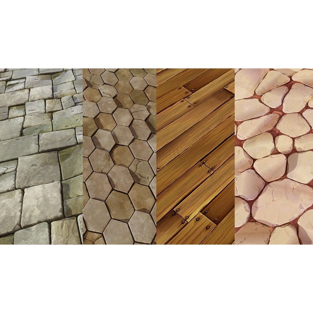 Stylized Town Textures 3D Model – PBR Materials, 2048x2048 PNG - View 5