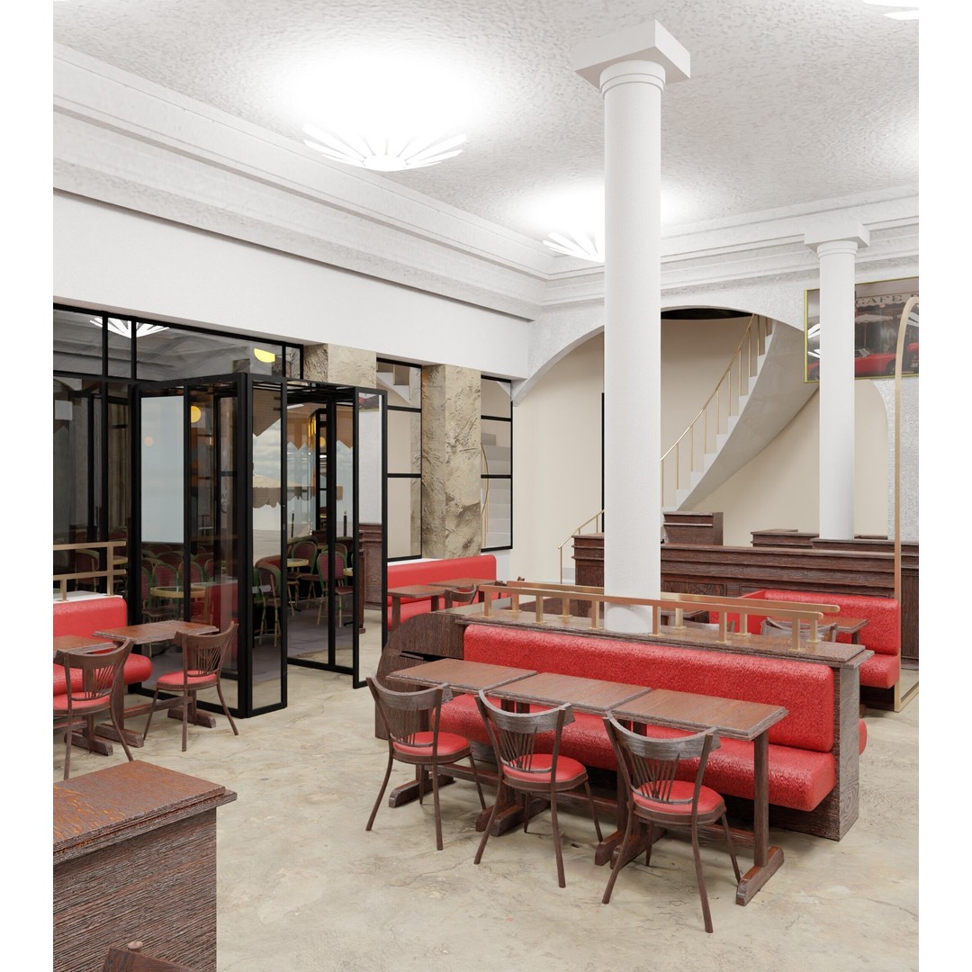 Café de Flore 3D Model – High Poly Architectural Asset, Blender, FBX - View 7