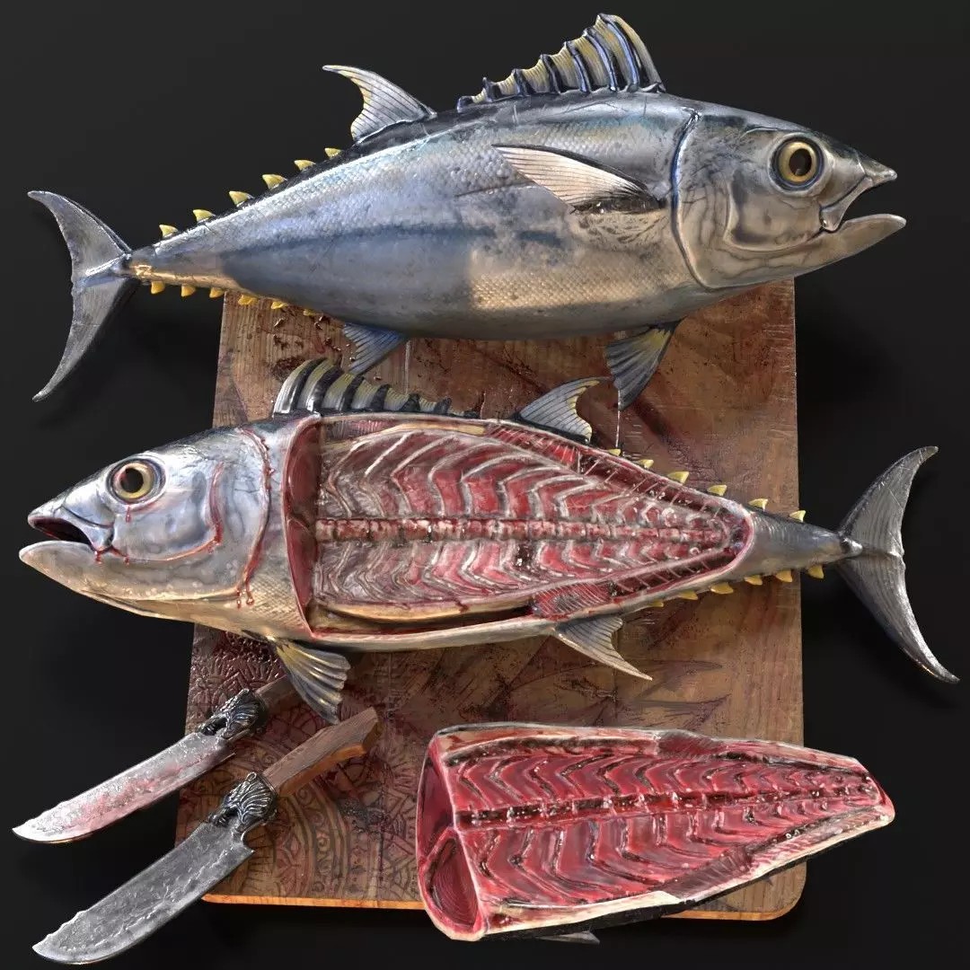 Butchered Fish Megaset - Low-Poly Game-Ready 3D Model - View 2