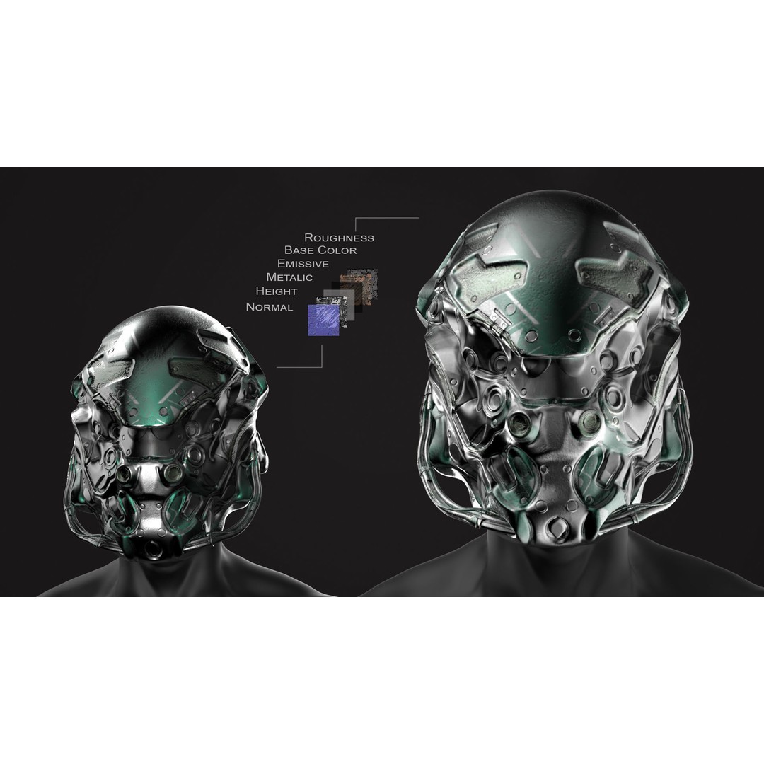20 Sci-Fi Helmets 3D Model – Low-Poly Game-Ready Asset, FBX/OBJ - View 11