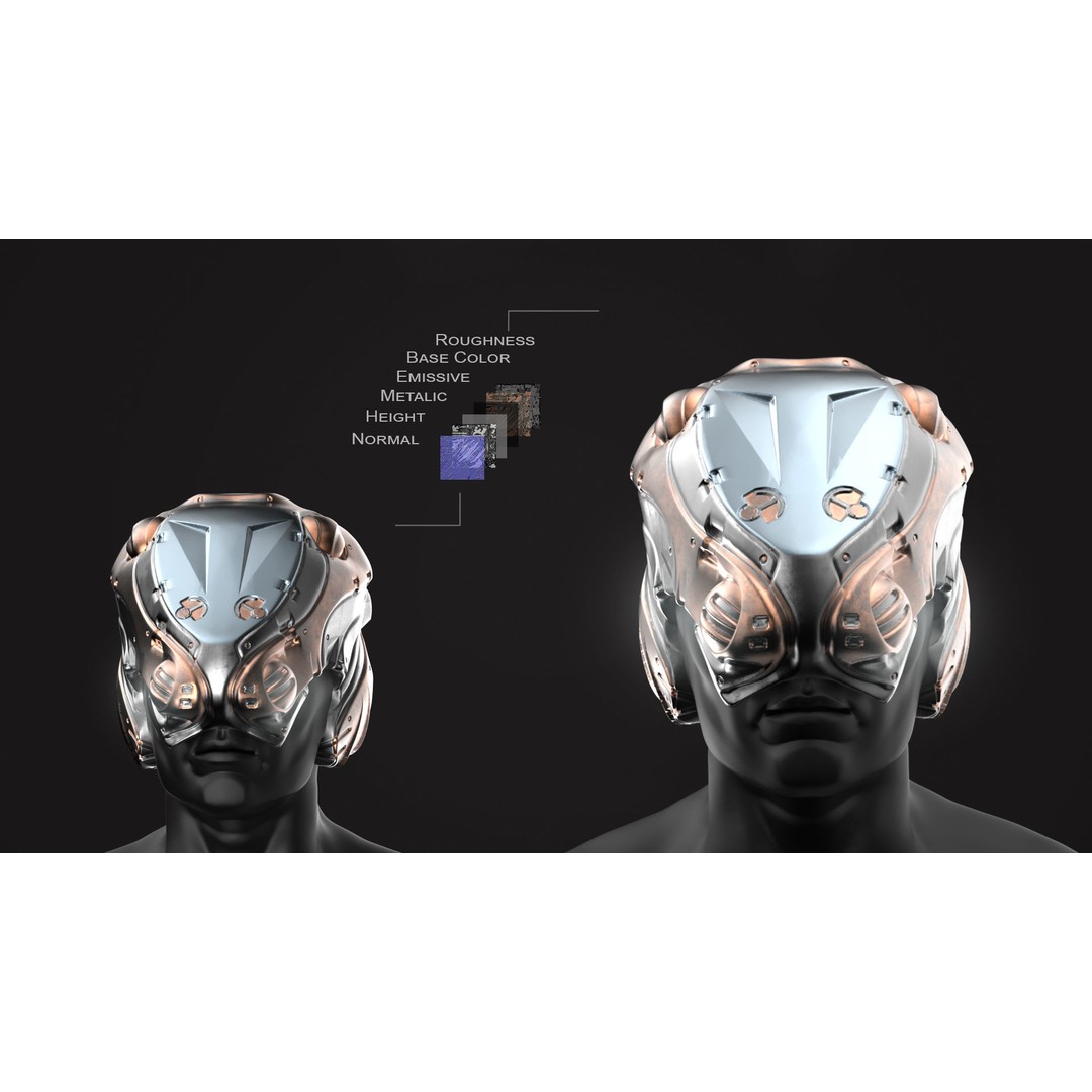 20 Sci-Fi Helmets 3D Model – Low-Poly Game-Ready Asset, FBX/OBJ - View 12