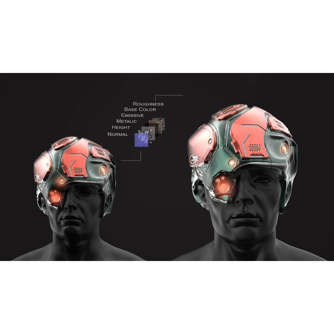 20 Sci-Fi Helmets 3D Model – Low-Poly Game-Ready Asset, FBX/OBJ - View 13