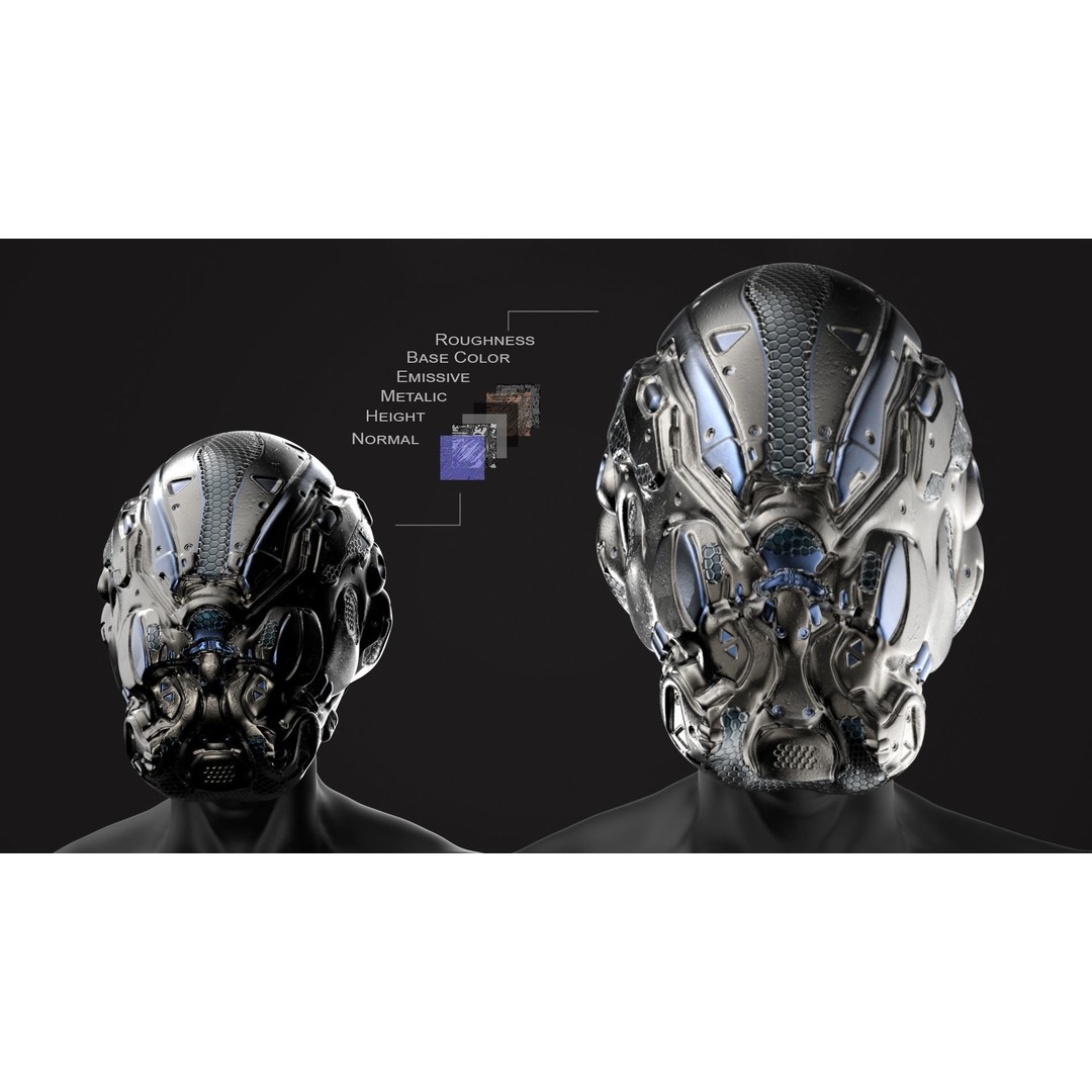 20 Sci-Fi Helmets 3D Model – Low-Poly Game-Ready Asset, FBX/OBJ - View 16