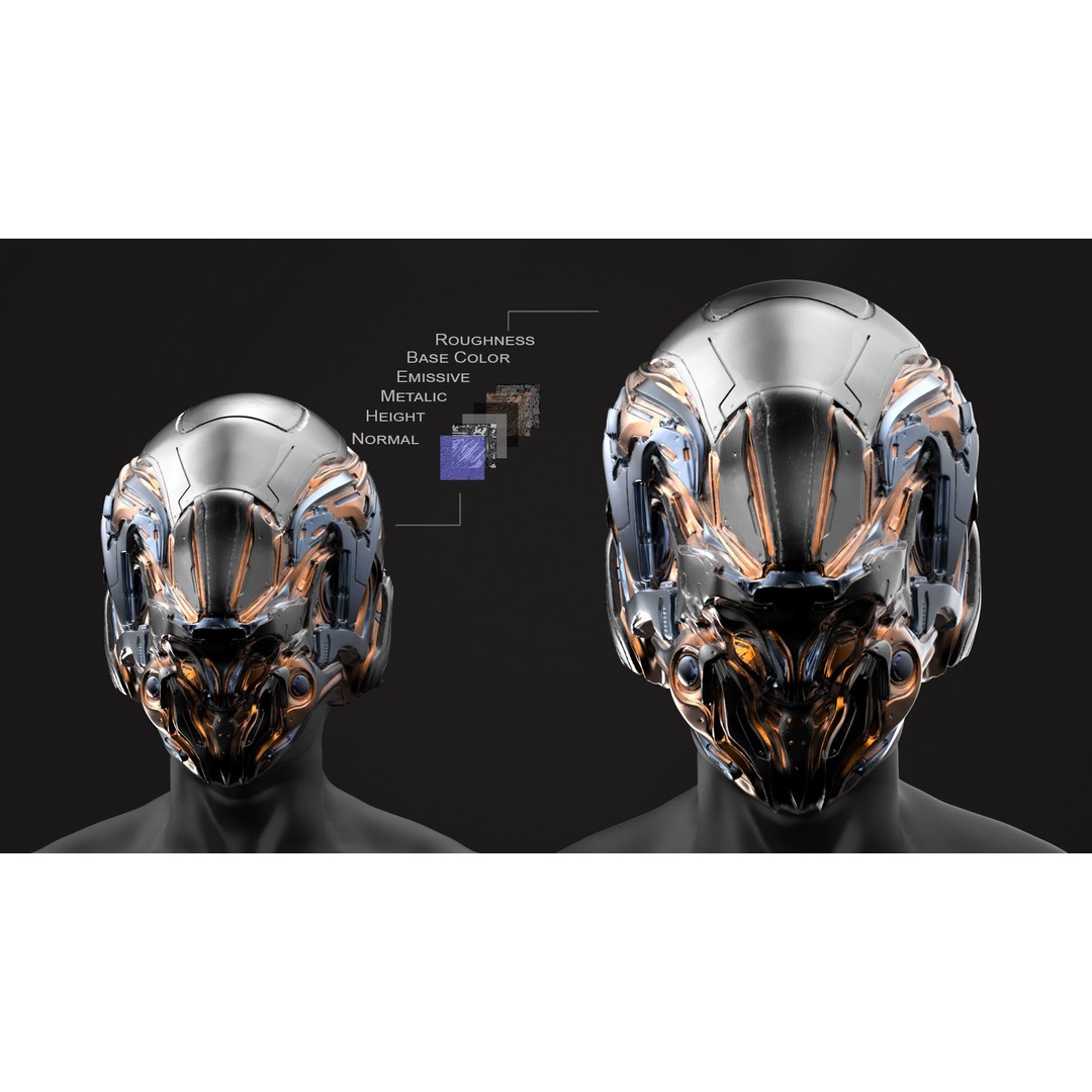 20 Sci-Fi Helmets 3D Model – Low-Poly Game-Ready Asset, FBX/OBJ - View 4