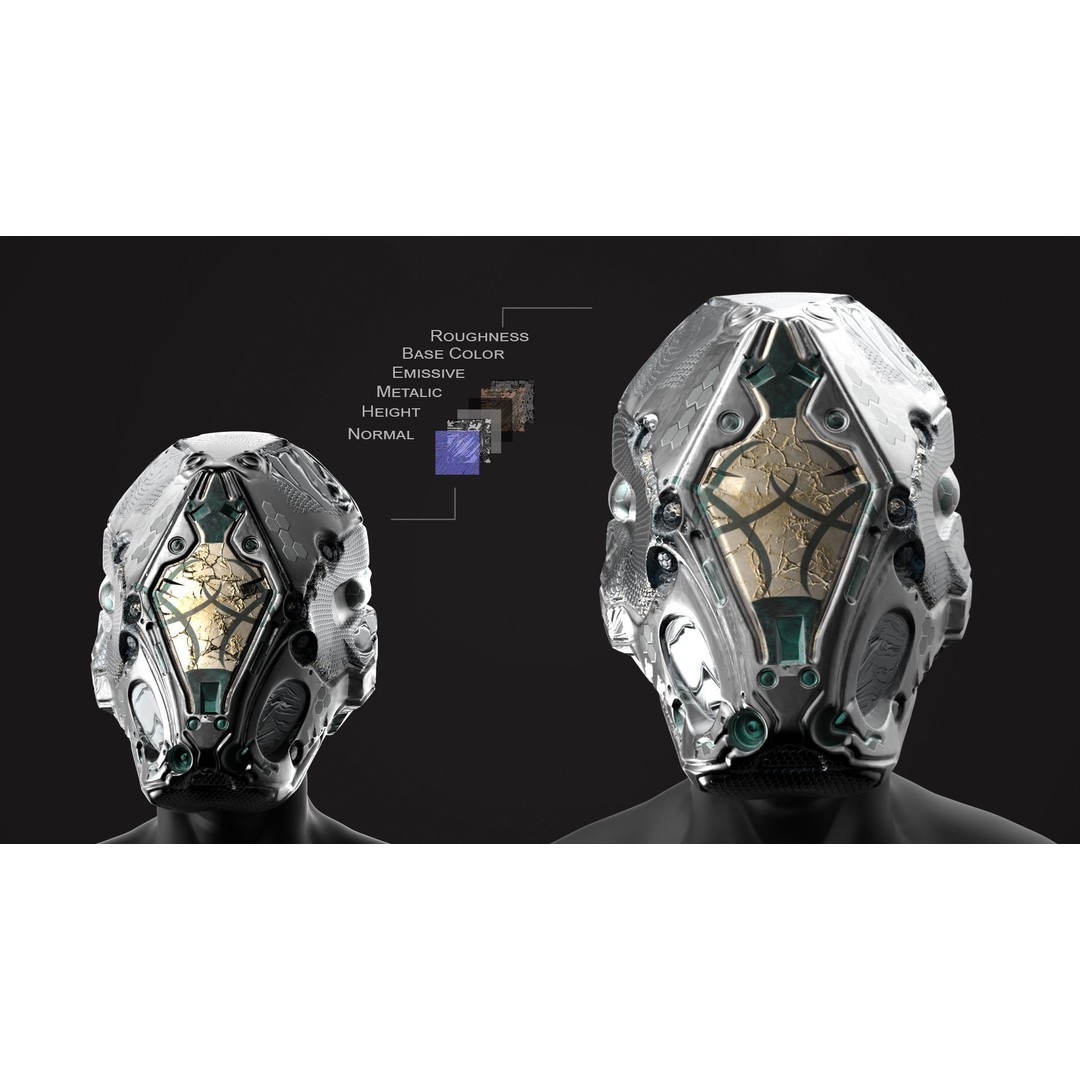 20 Sci-Fi Helmets 3D Model – Low-Poly Game-Ready Asset, FBX/OBJ - View 5