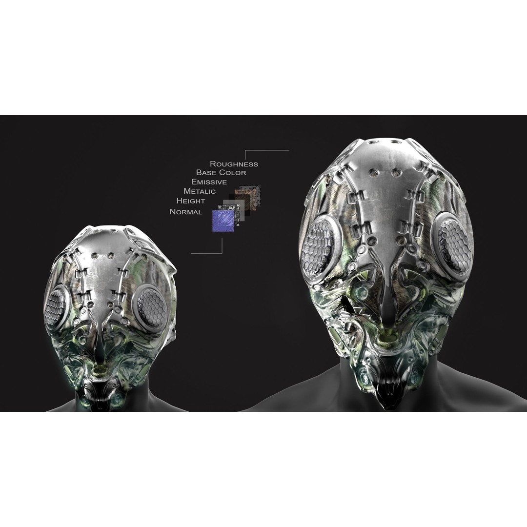 20 Sci-Fi Helmets 3D Model – Low-Poly Game-Ready Asset, FBX/OBJ - View 6