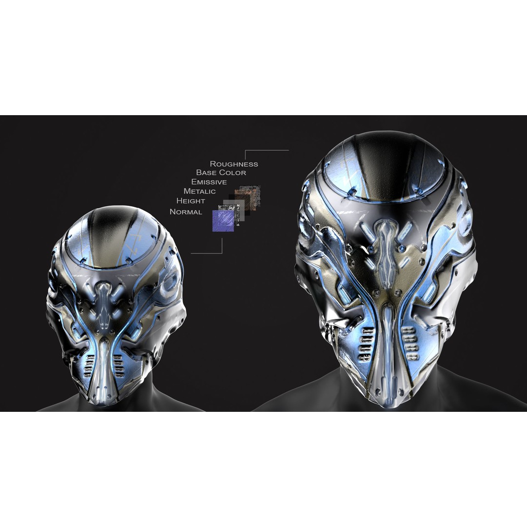 20 Sci-Fi Helmets 3D Model – Low-Poly Game-Ready Asset, FBX/OBJ - View 7