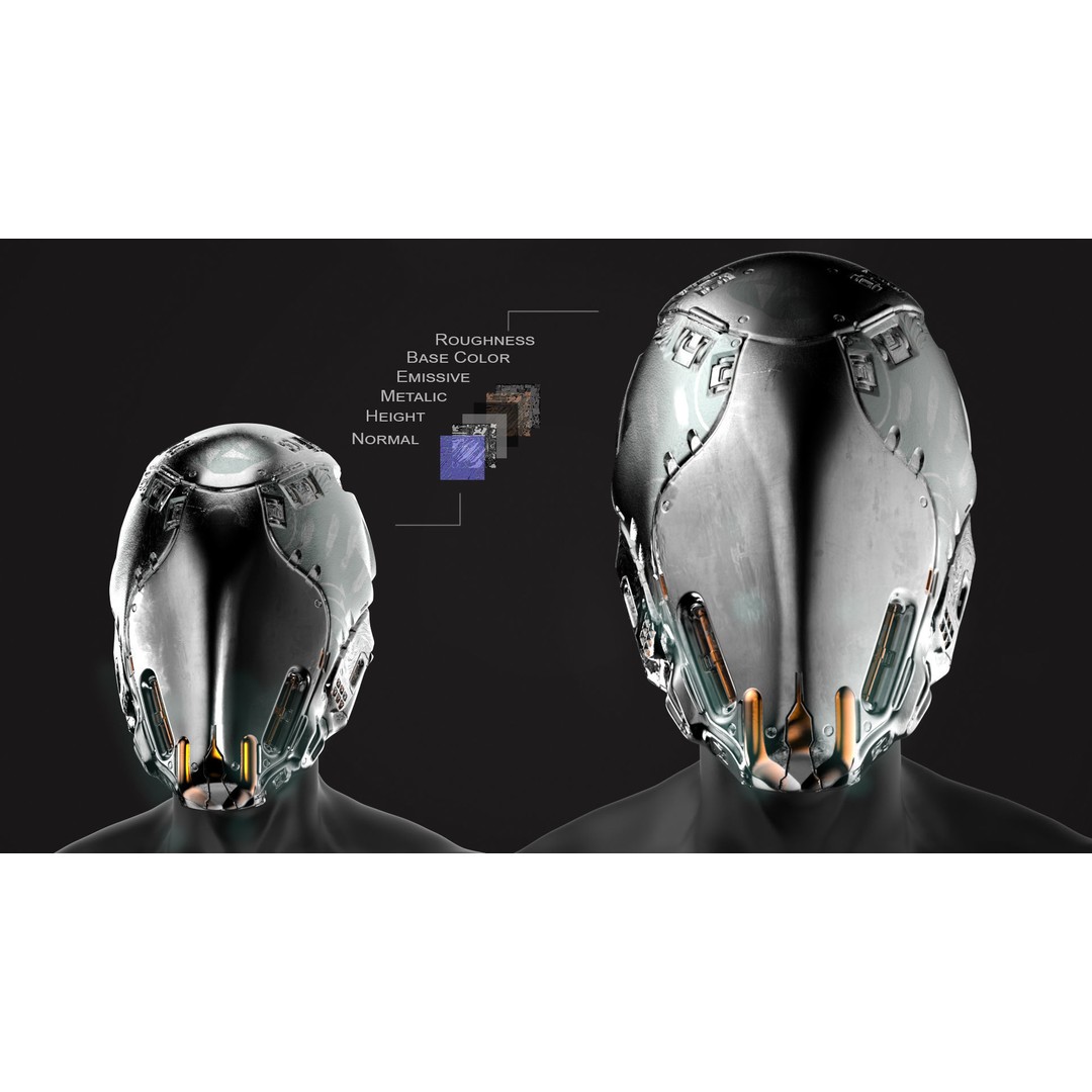 20 Sci-Fi Helmets 3D Model – Low-Poly Game-Ready Asset, FBX/OBJ - View 8