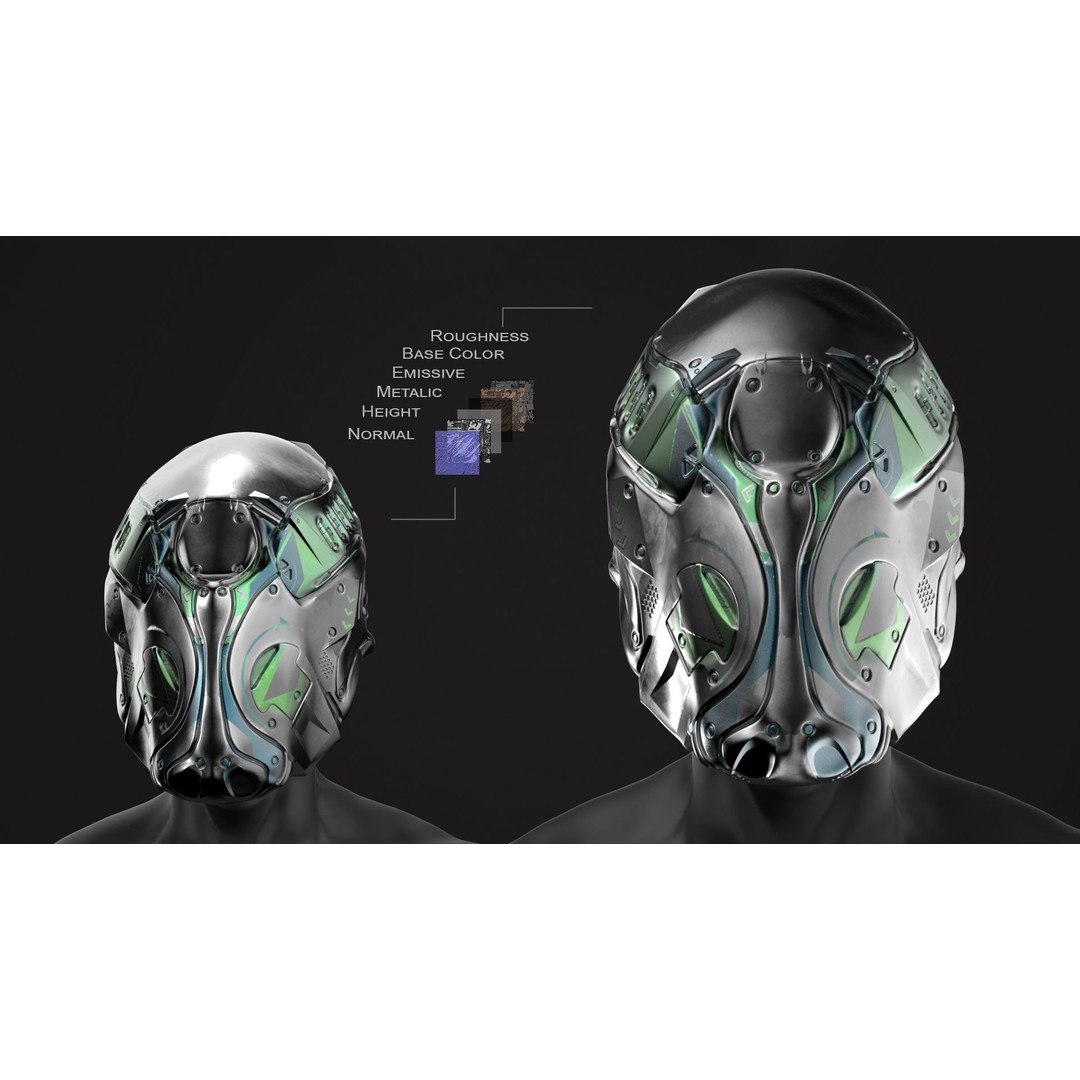20 Sci-Fi Helmets 3D Model – Low-Poly Game-Ready Asset, FBX/OBJ - View 9