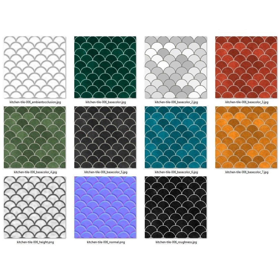 Kitchen Glaze Tile PBR Texture 3D Model – 7 Colors, OBJ & Max