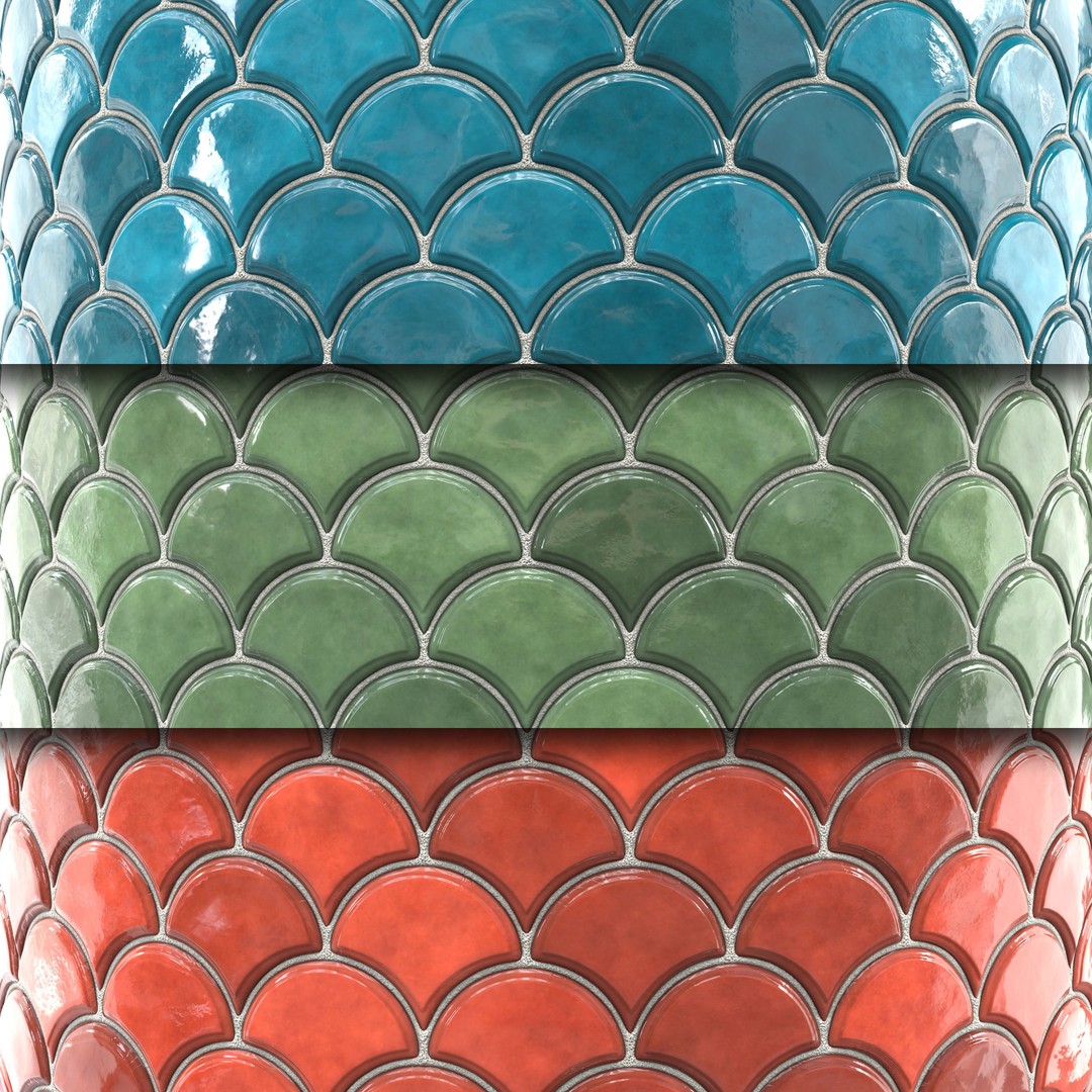 Kitchen Glaze Tile PBR Texture 3D Model – 7 Colors, OBJ & Max - View 3