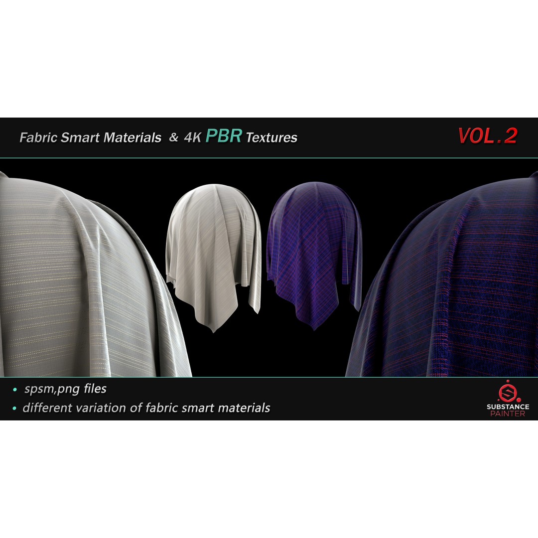 Fabric Smart Material Bundle 3D Model – 50 High-Quality PBR Textures