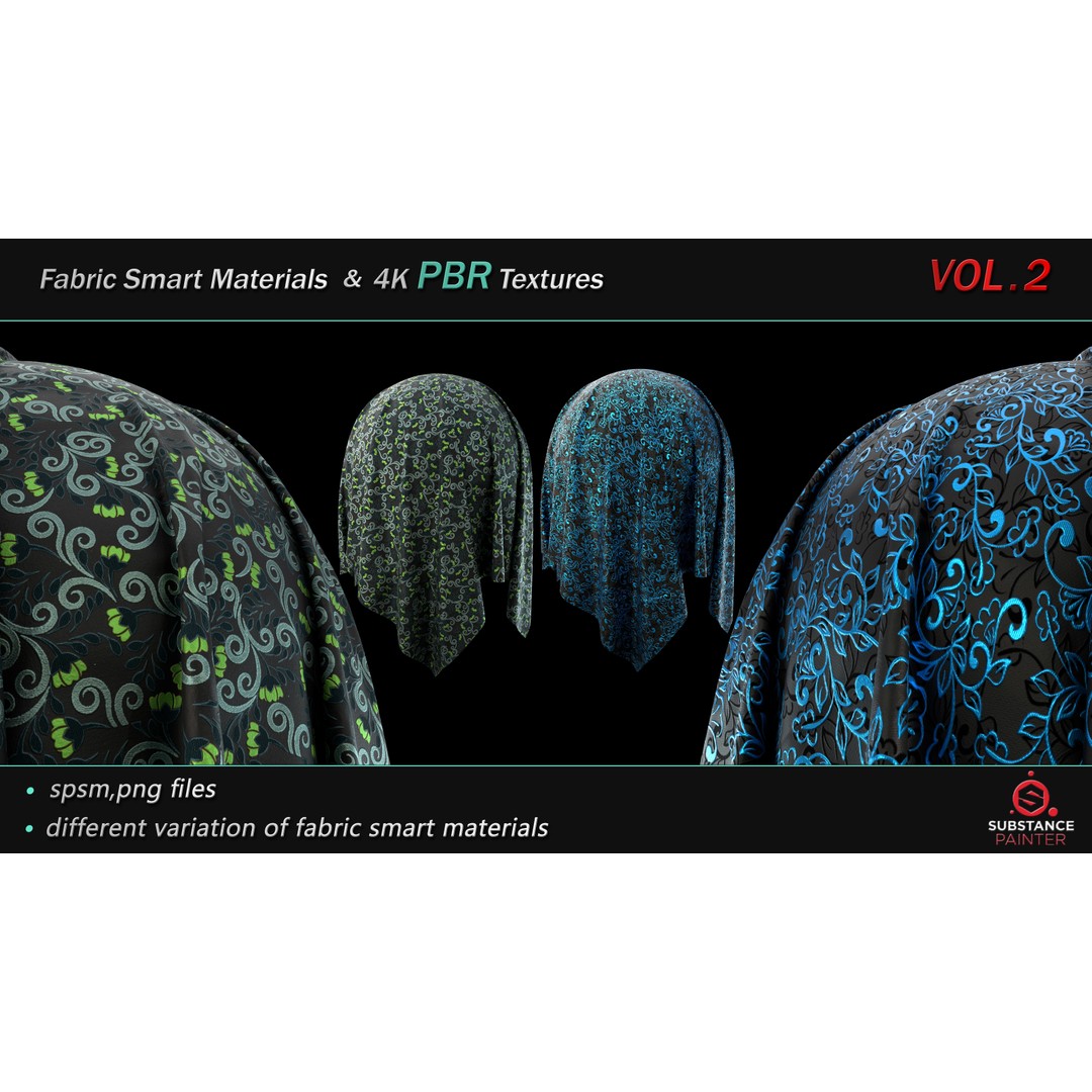 Fabric Smart Material Bundle 3D Model – 50 High-Quality PBR Textures - View 10