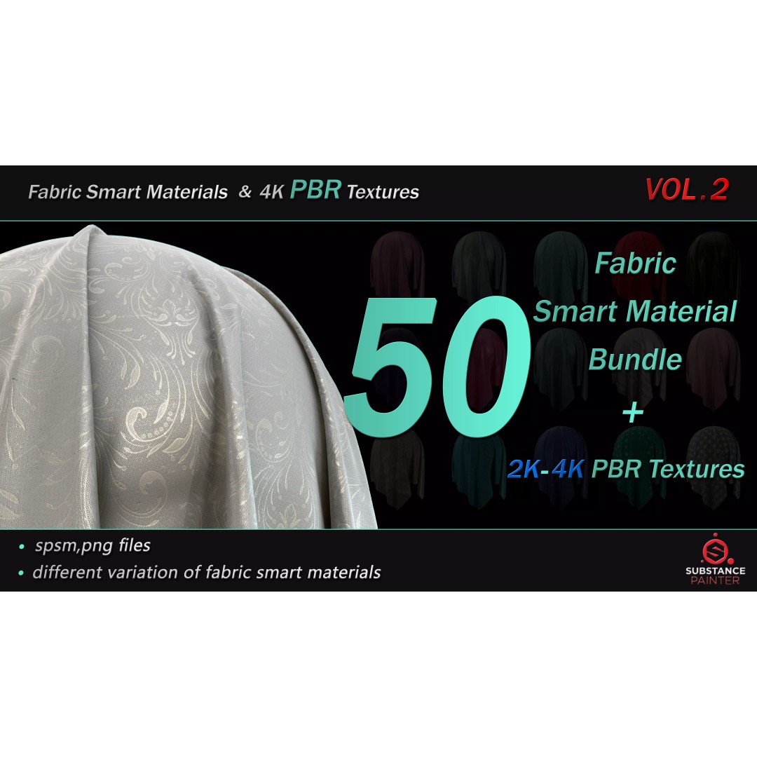Fabric Smart Material Bundle 3D Model – 50 High-Quality PBR Textures - View 2