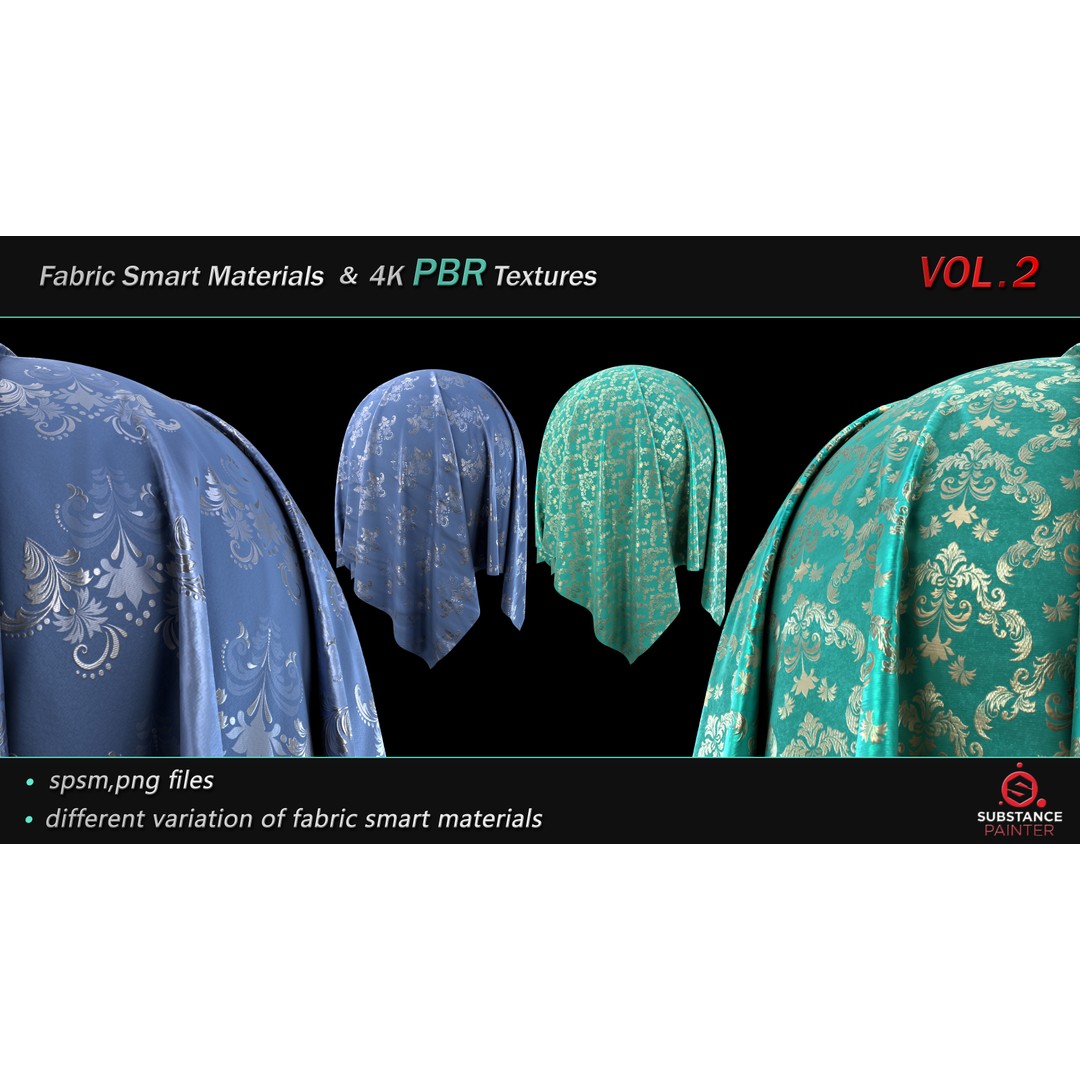 Fabric Smart Material Bundle 3D Model – 50 High-Quality PBR Textures - View 3