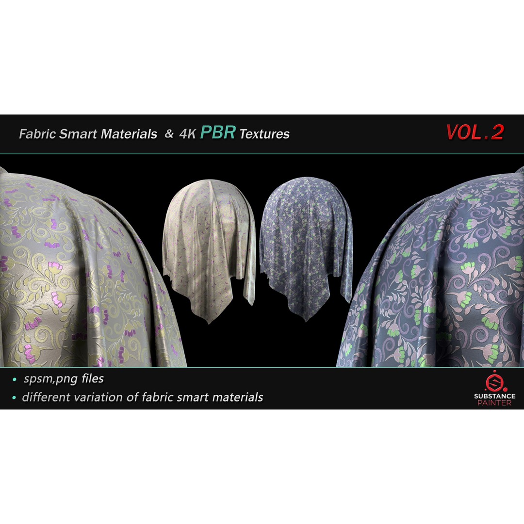 Fabric Smart Material Bundle 3D Model – 50 High-Quality PBR Textures - View 8