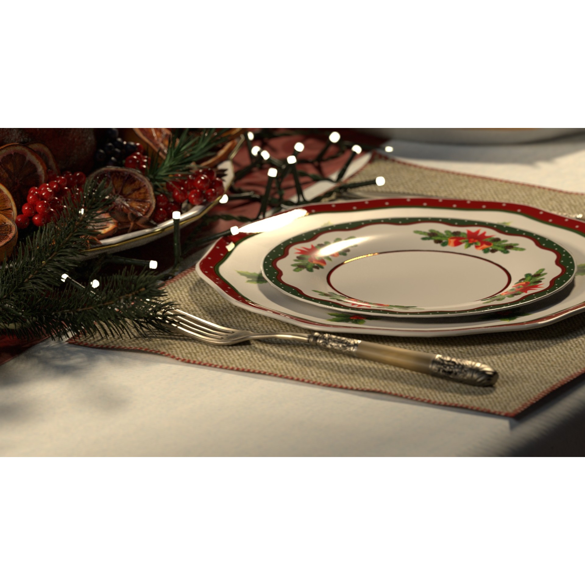 Christmas Dinner - Low-Poly Game-Ready 3D Model - View 10