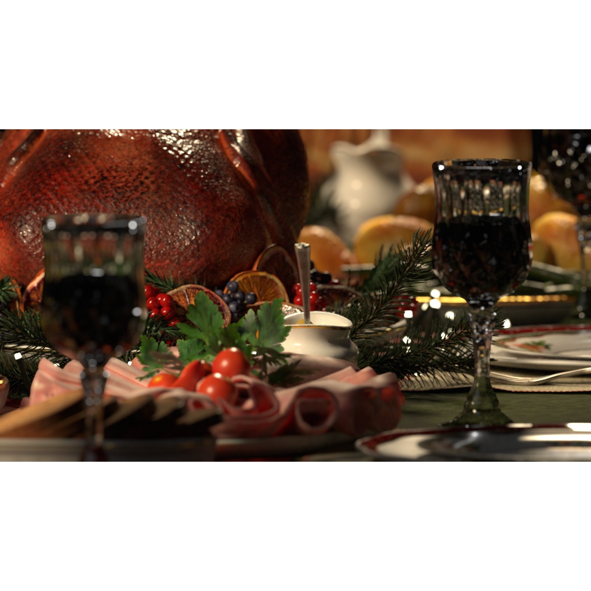 Christmas Dinner - Low-Poly Game-Ready 3D Model - View 11